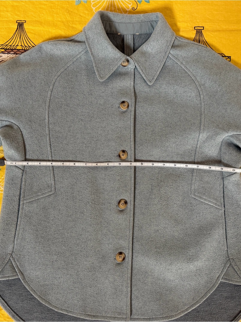 Light Blue Button-Front Wool Jacket - Picture 8 of 16